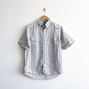 Billabong Men's Shirt Casual Button Down Slim Fit Plaid Blue White Medium